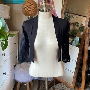 Carmen Marc Valvo black cropped cardigan